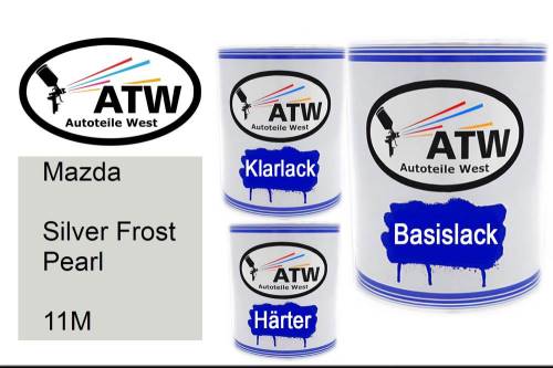Mazda, Silver Frost Pearl, 11M: 1L Lackdose + 1L Klarlack + 500ml Härter - Set, von ATW Autoteile West.